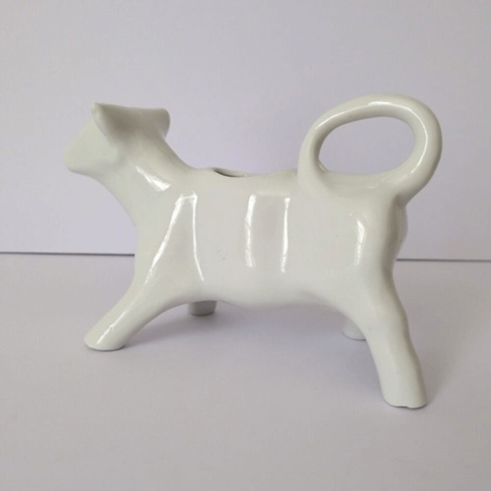 Porcelain Cow Creamer White 4 oz Pitcher - Picture 3 of 5